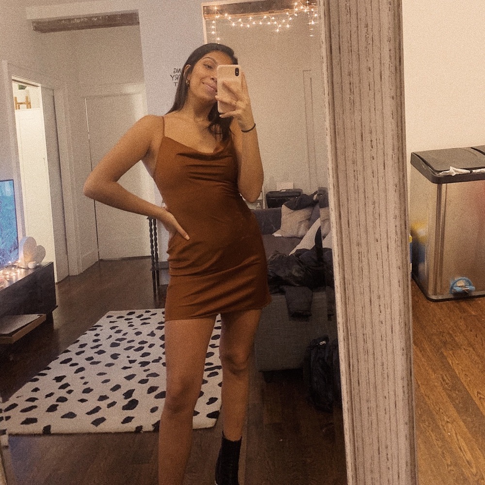 Silk cowl neck dress